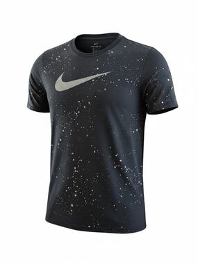 Nike Boy's Black Short-Sleeve Tee, Swoosh, Dri Fit, Active Wear